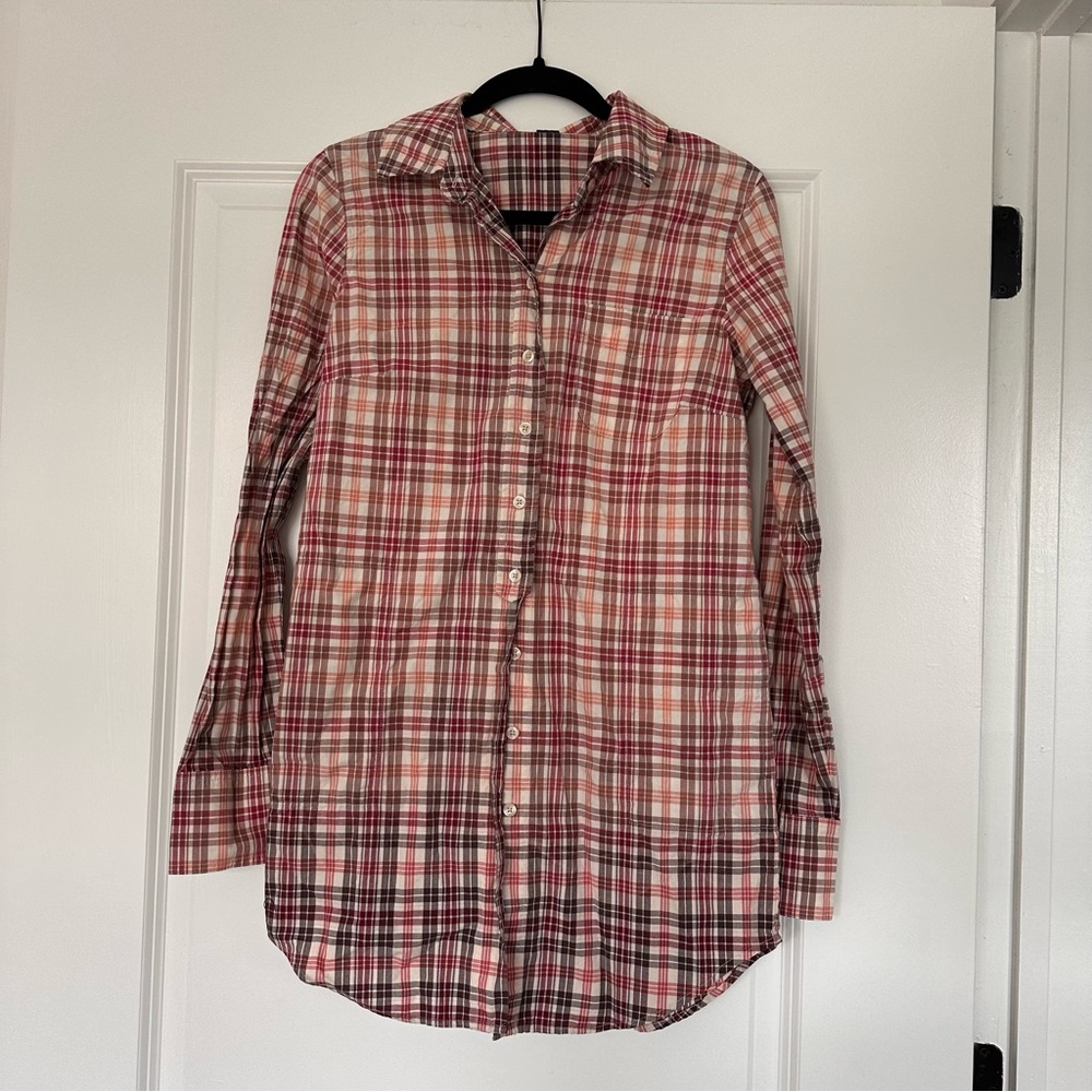 Free People (8) Vintage Y2K Plaid Western Western Tunic Button Up Top